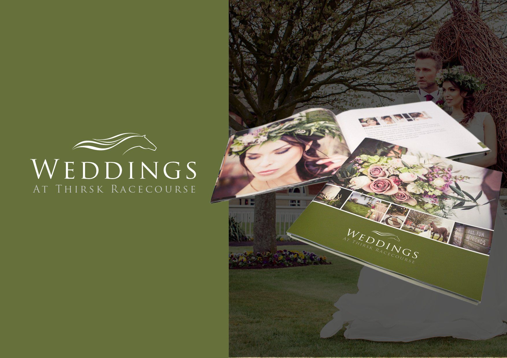 A wedding brochure with a picture of a bride and groom on it.