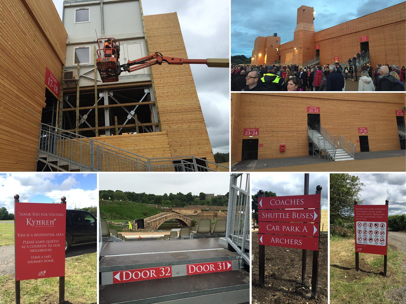 A collage of pictures of a building under construction