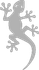 A gray silhouette of a lizard on a white background.