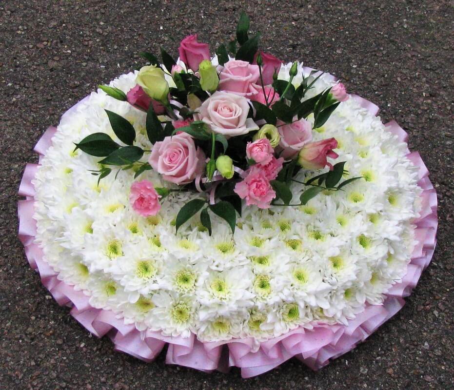 16.  12” pink and white Posy with central pink Rose buds