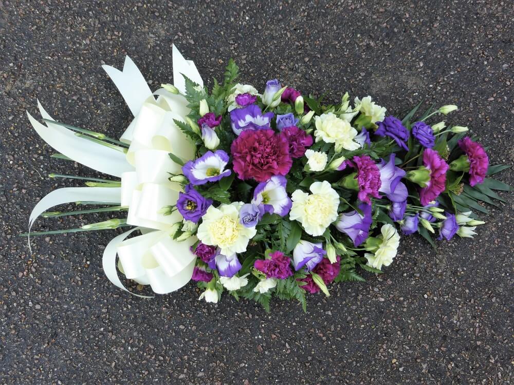 26. Purple and cream spray with Lisianthus, Carnations and Dianthus