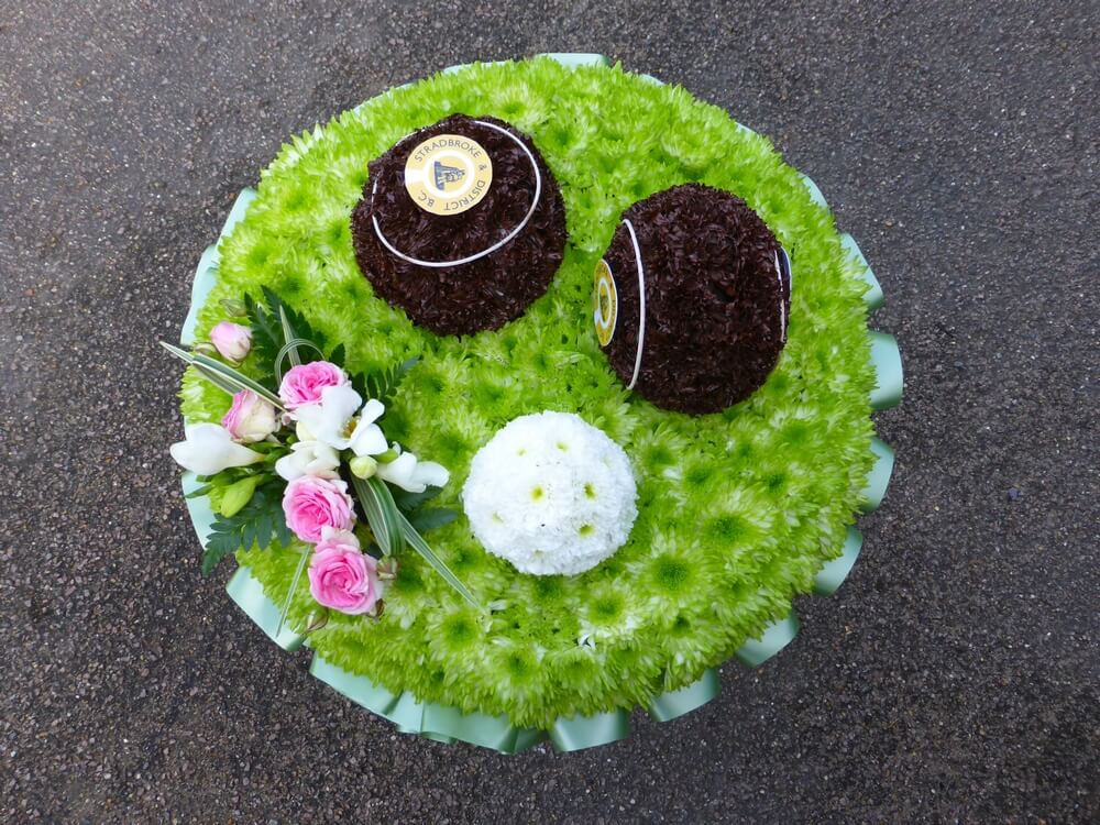 88. Hand made Bowling Green with Woods, Jack and Ball