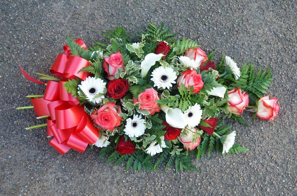 13. Spray of Red and two tone Roses, Germini and Callas