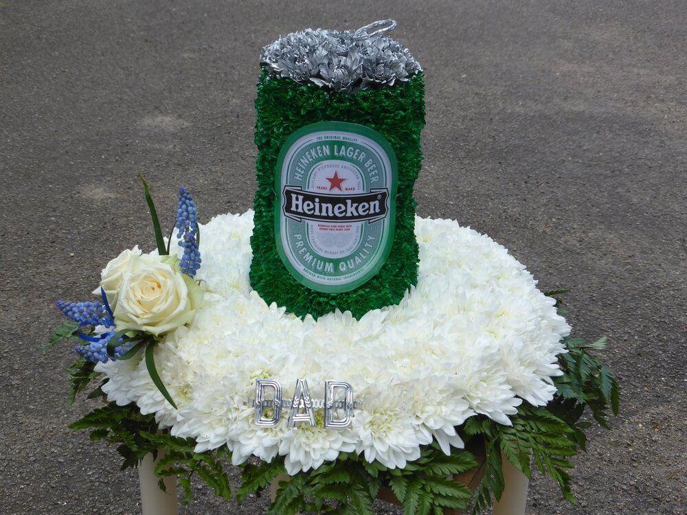 48. Hand designed Heineken Beer Can on base