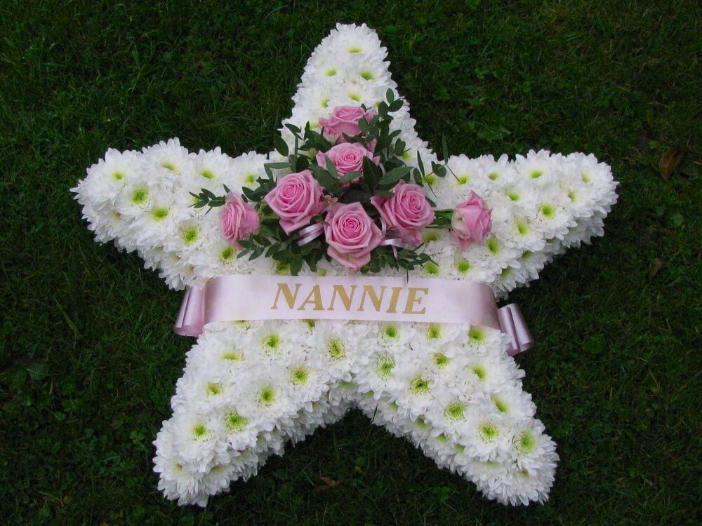 56. 2ft x 2ft white and pink Star