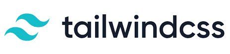 Tailwind CSS logo featuring turquoise wave icon and dark text.