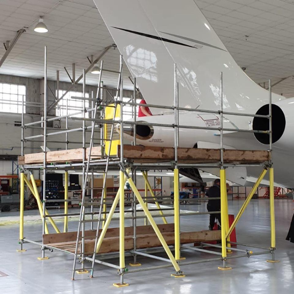 commerical airplane repair scaffold structure surrey