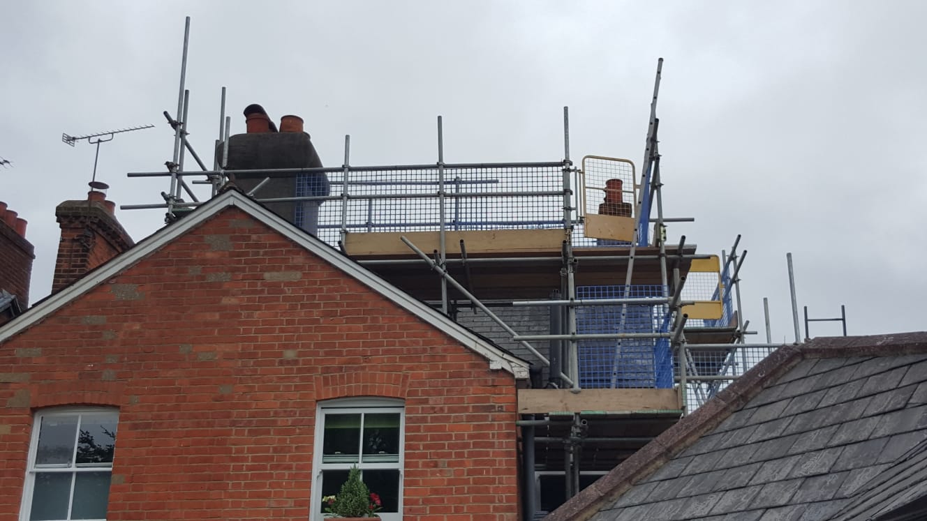 roof chimney repair access scaffolding Guildford