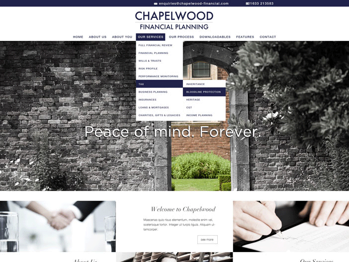 A screenshot of a website for chapelwood financial planning