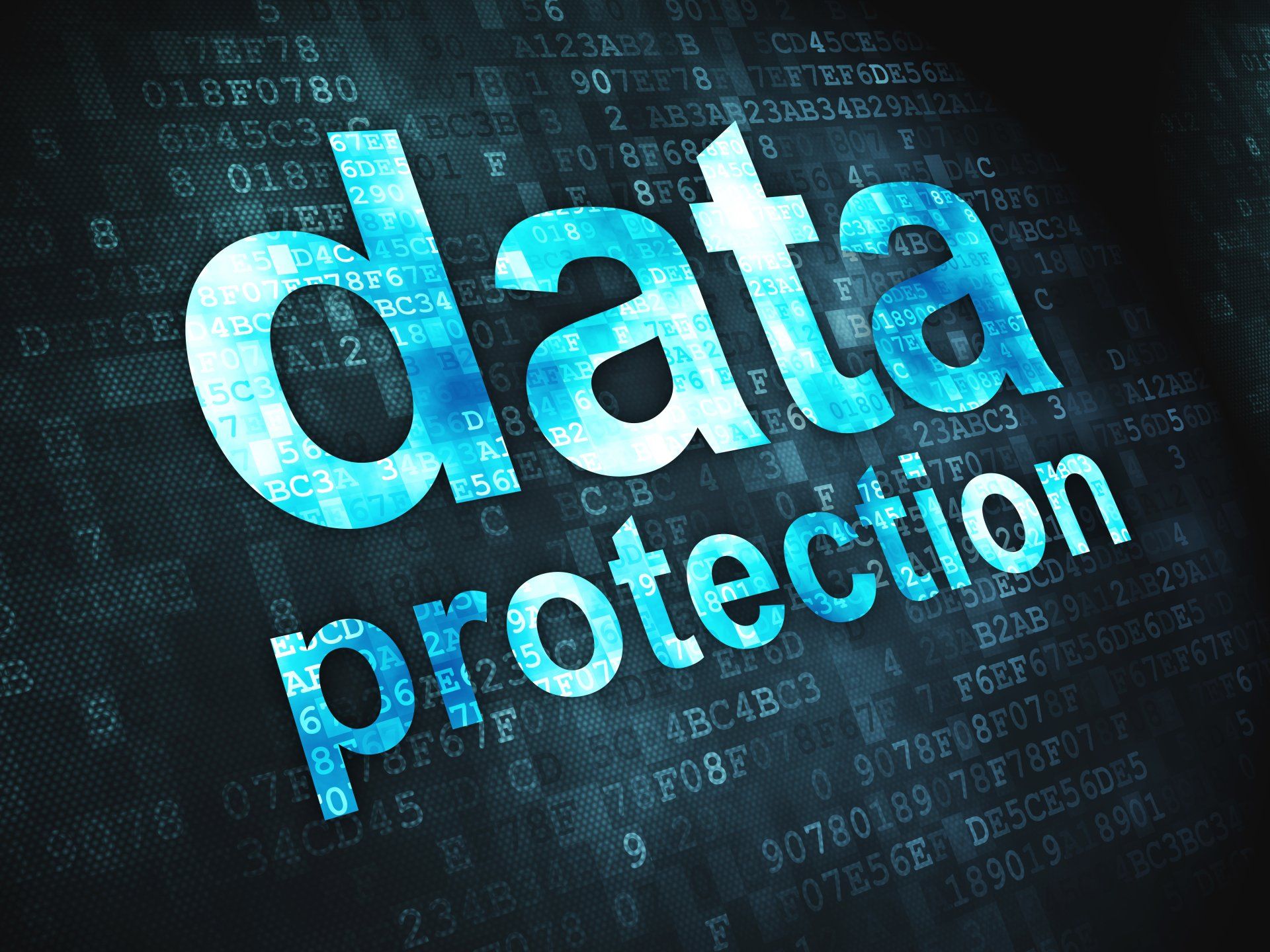 The word data protection is on a black background