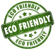 A green and white stamp that says `` eco friendly ''.
