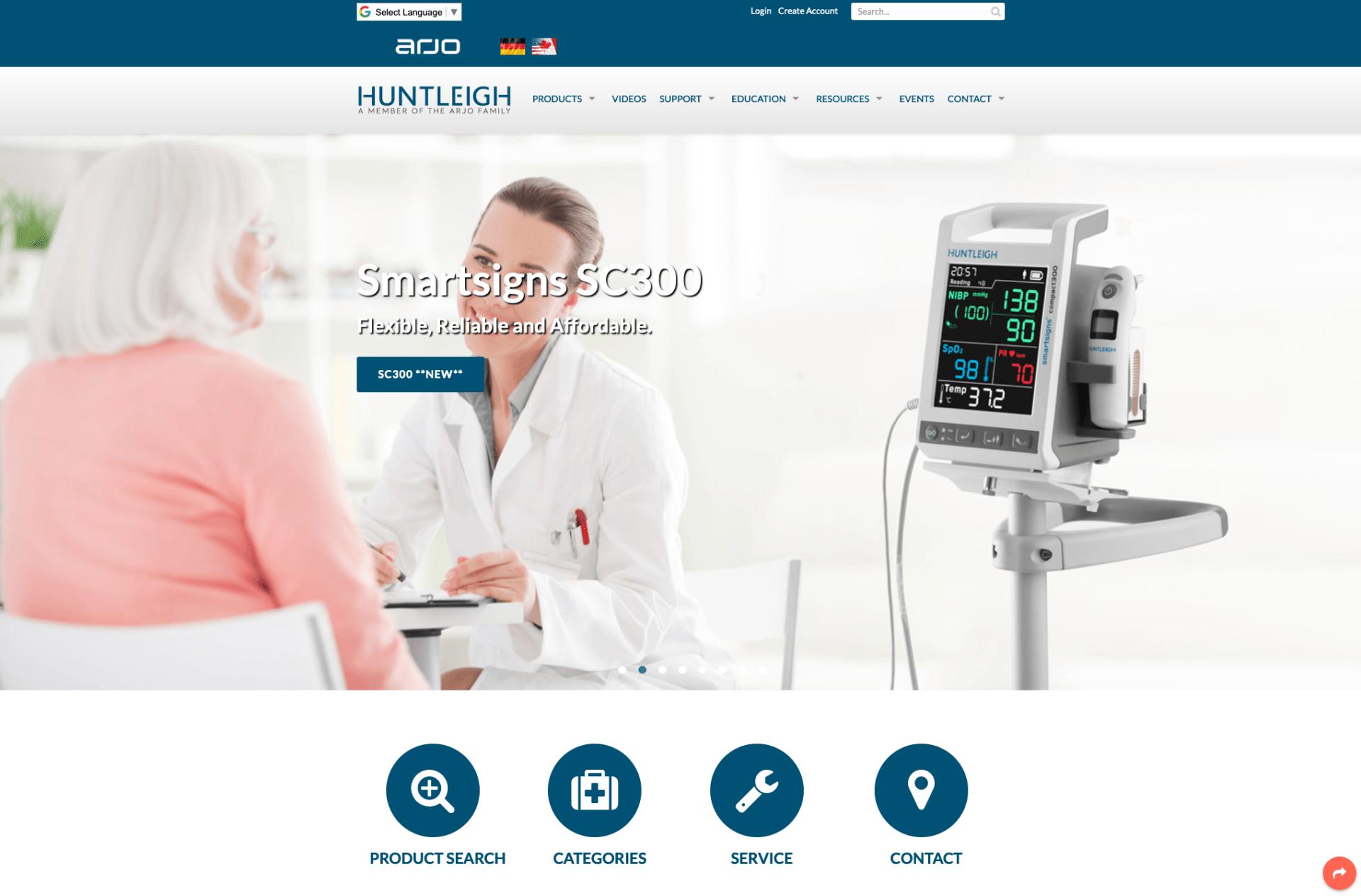 A website shows a doctor talking to an elderly woman
