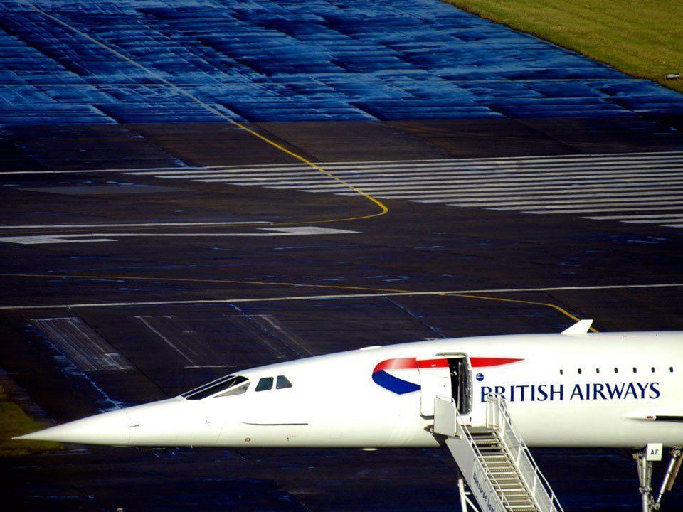 Concorde on the runway at Filton Bristol having flown for the very last time in history from London Heathrow Airport in 2003.