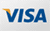 A close up of a visa logo on a white background.