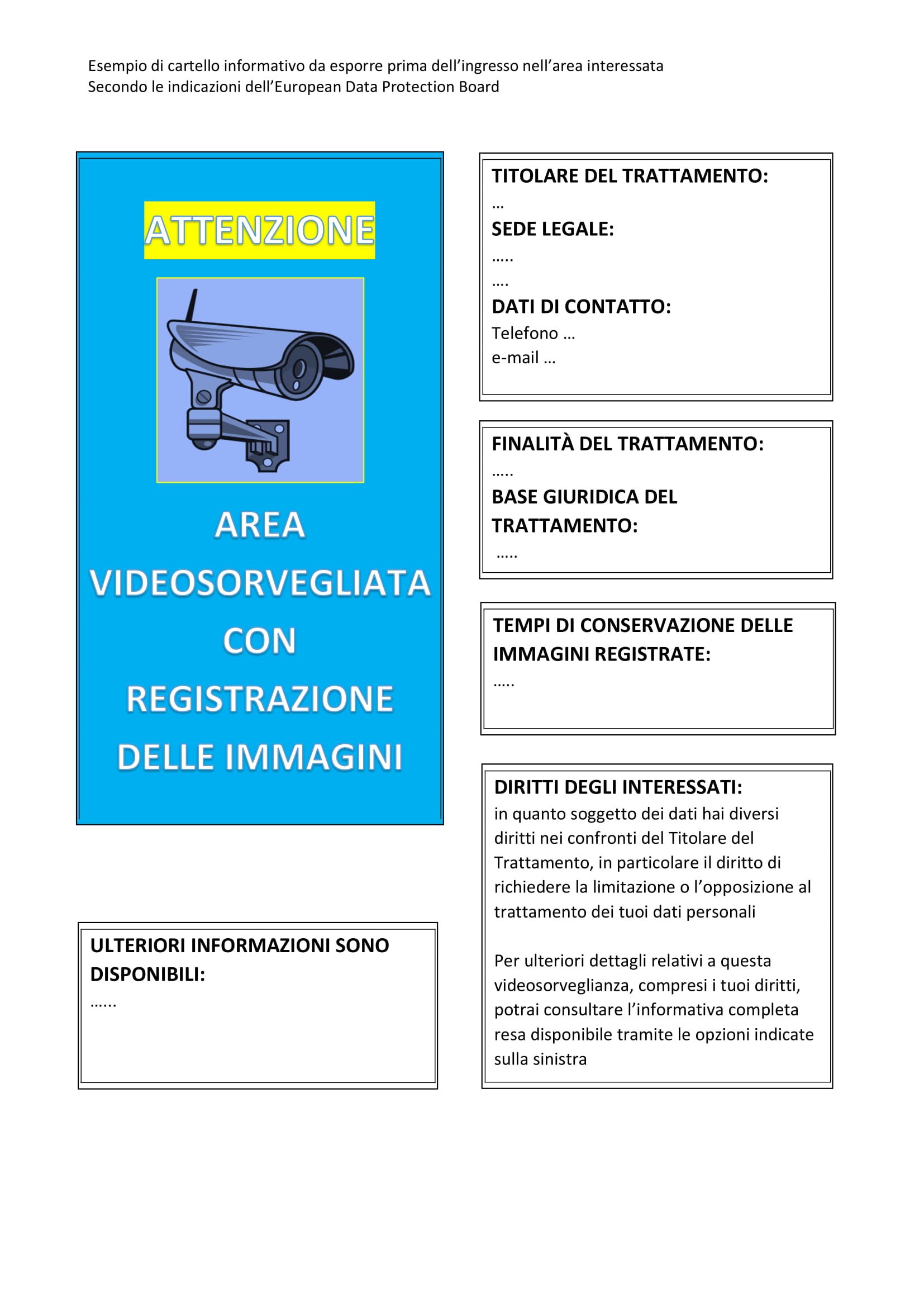 Cartello informativo area videosorvegliata Cartello informativo area videosorvegliata