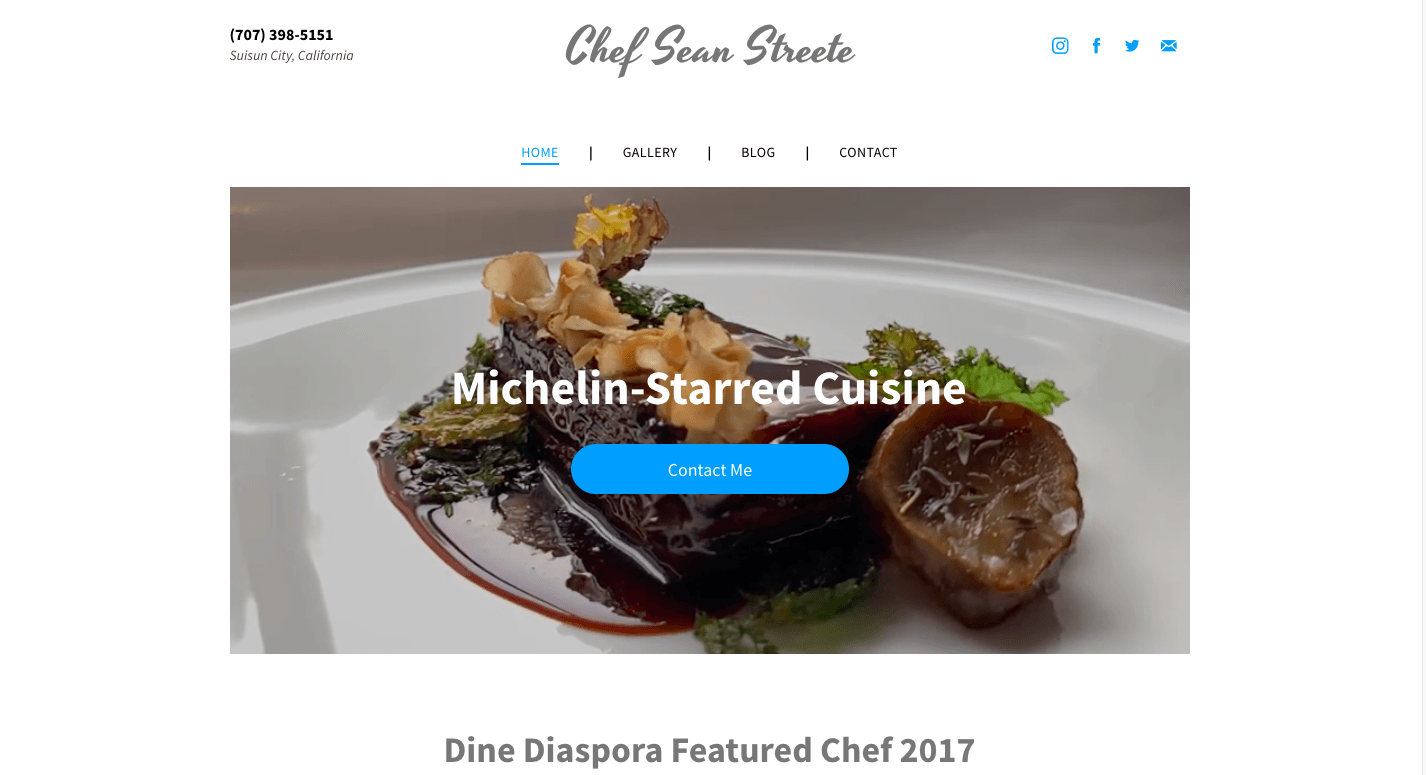 A website with a picture of a plate of food on it.