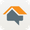 Orange roof over gray house with speech bubble, app icon.