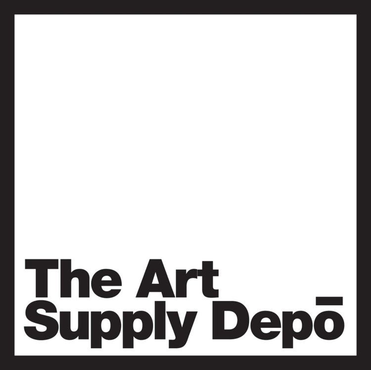 A black and white logo for the art supply depo