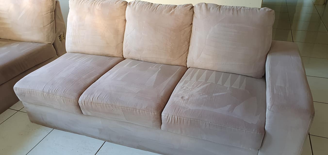 After the Lounge has been Steam Cleaned. Light brown lounge after it has been cleaned