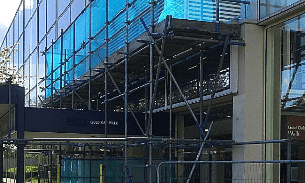 Scaffolding at Milton Keynes Shopping Centre, Buckinghamshire