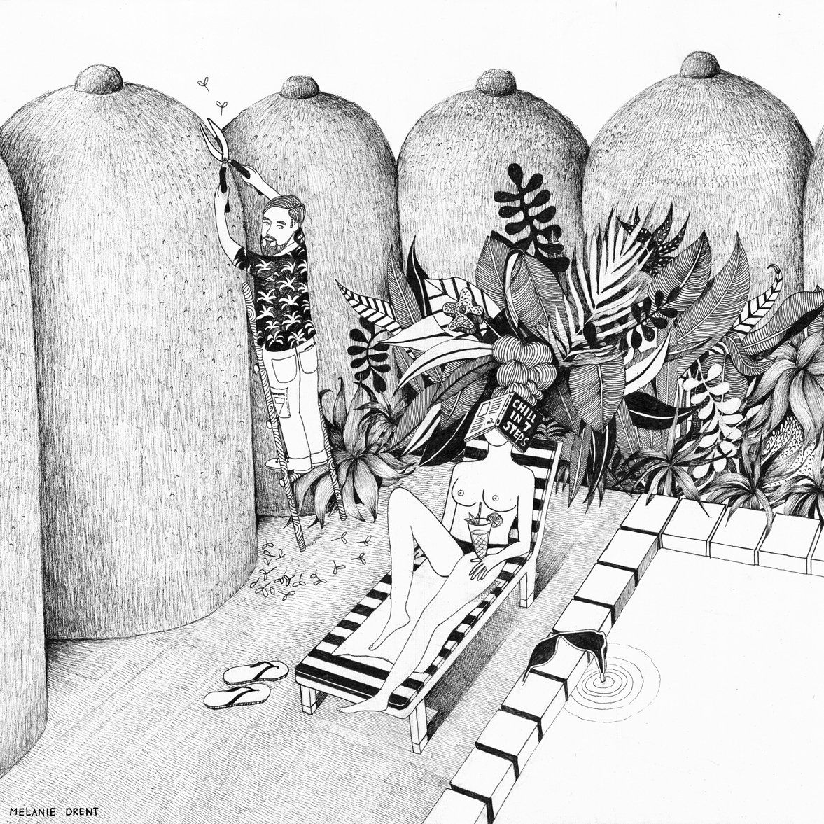 humoristische zwart-wit illustratie