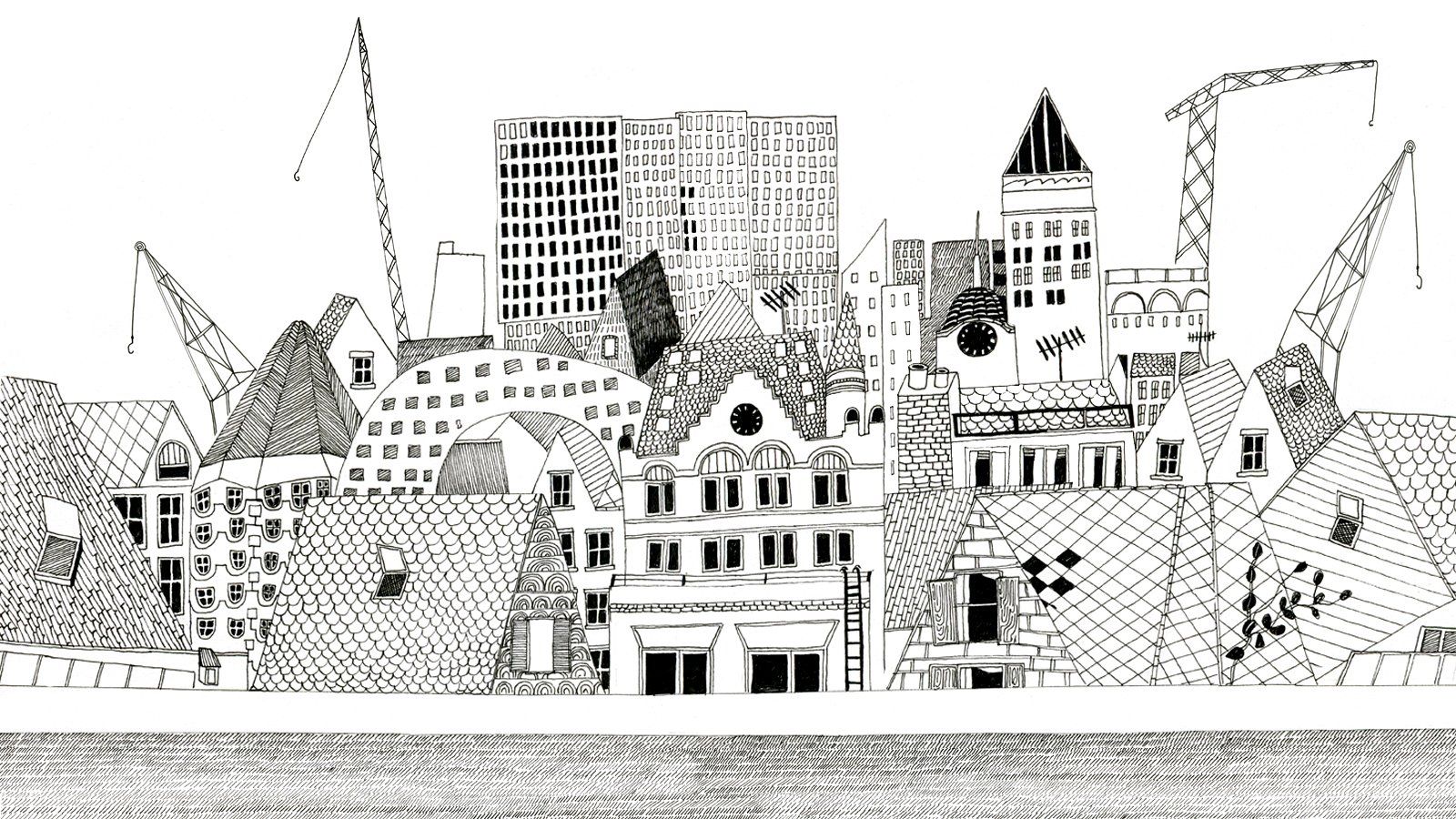 lijntekening rooftop Melanie drent