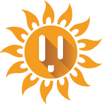 A sun with a surprised look on its face.