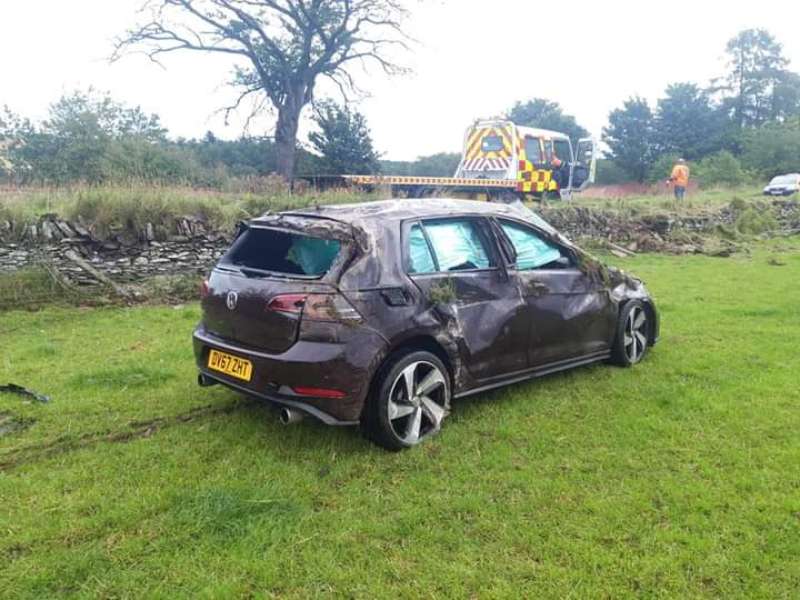 car on grass
