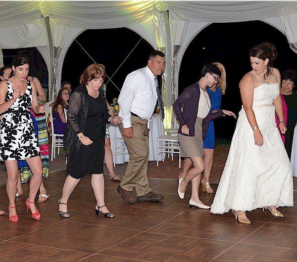 wedding guests dancing at Fruitlands Museum, Harvard, Massachusetts