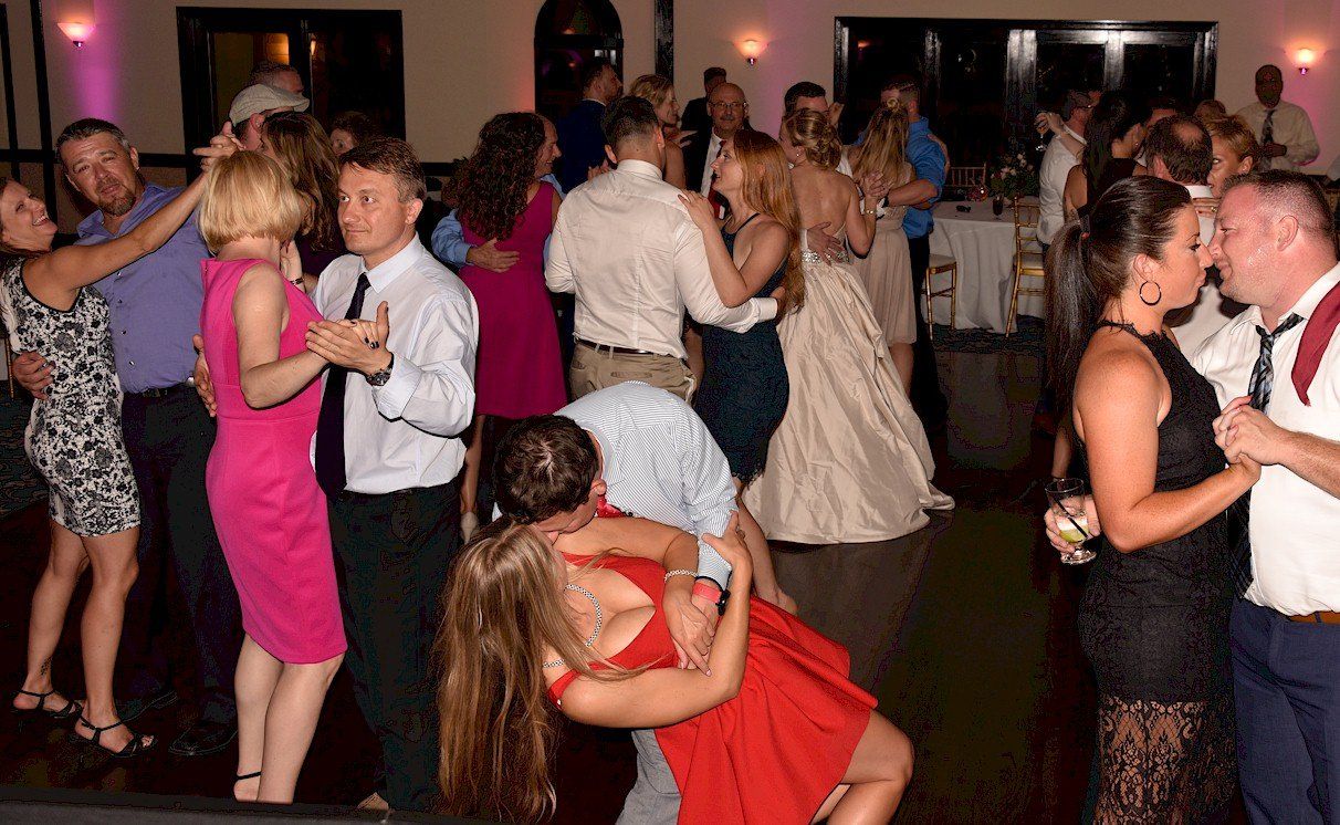 wedding guests dancing at Granite Rose, Hampstead, NH