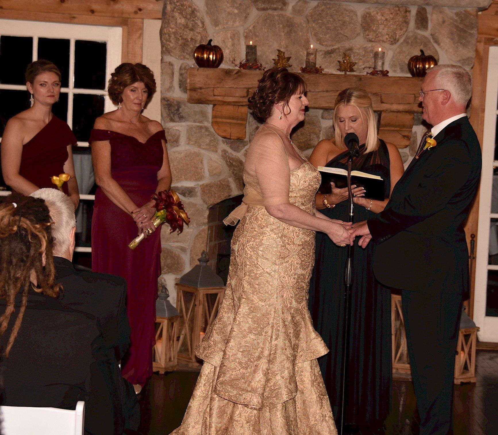 bride and groom Wedding Ceremony MA wedding DJ at Peirce Farm Topsfield MA