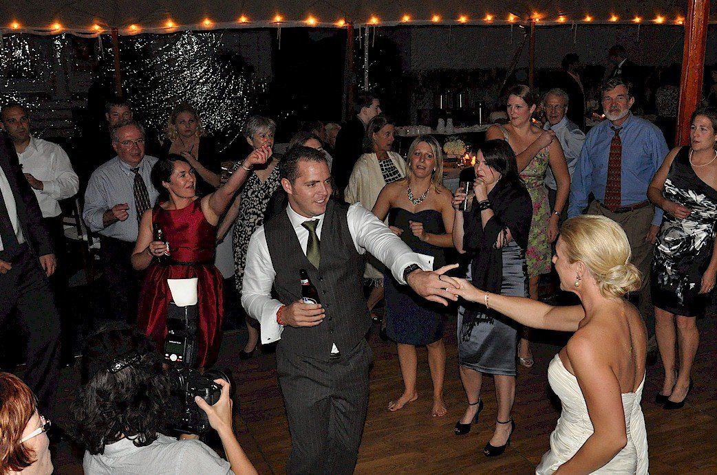 wedding guests dancing at Wentworth By The Sea Country Club of New Castle, NH