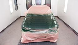 Car being painted at our collison center in Jackson, CA