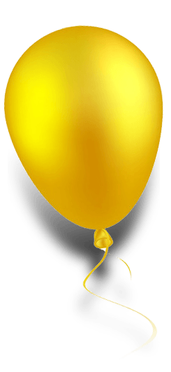 A yellow balloon with a string attached to it on a white background.