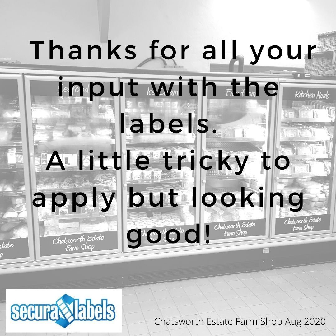 Testimonial for Secura Labels stating '...thanks for your input with the labels...'