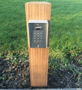 Gate entry system on post