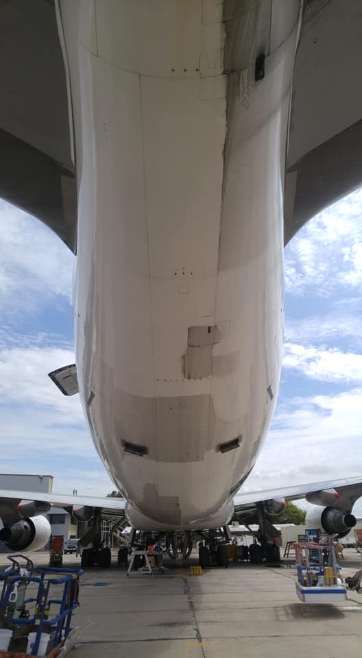 underside of an airplane