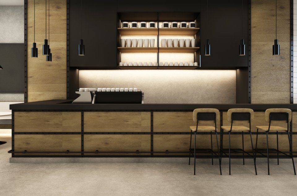 bancone e sedie per bar
