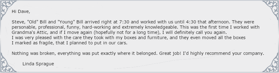 Linda Sprague positive review