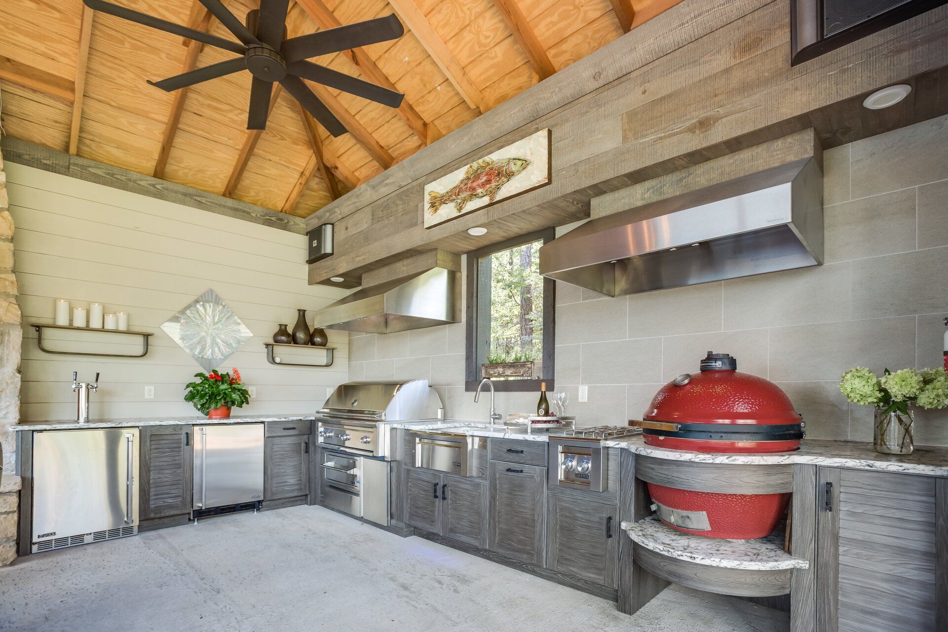 Custom Wood Cabinets in Outdoor Living Area