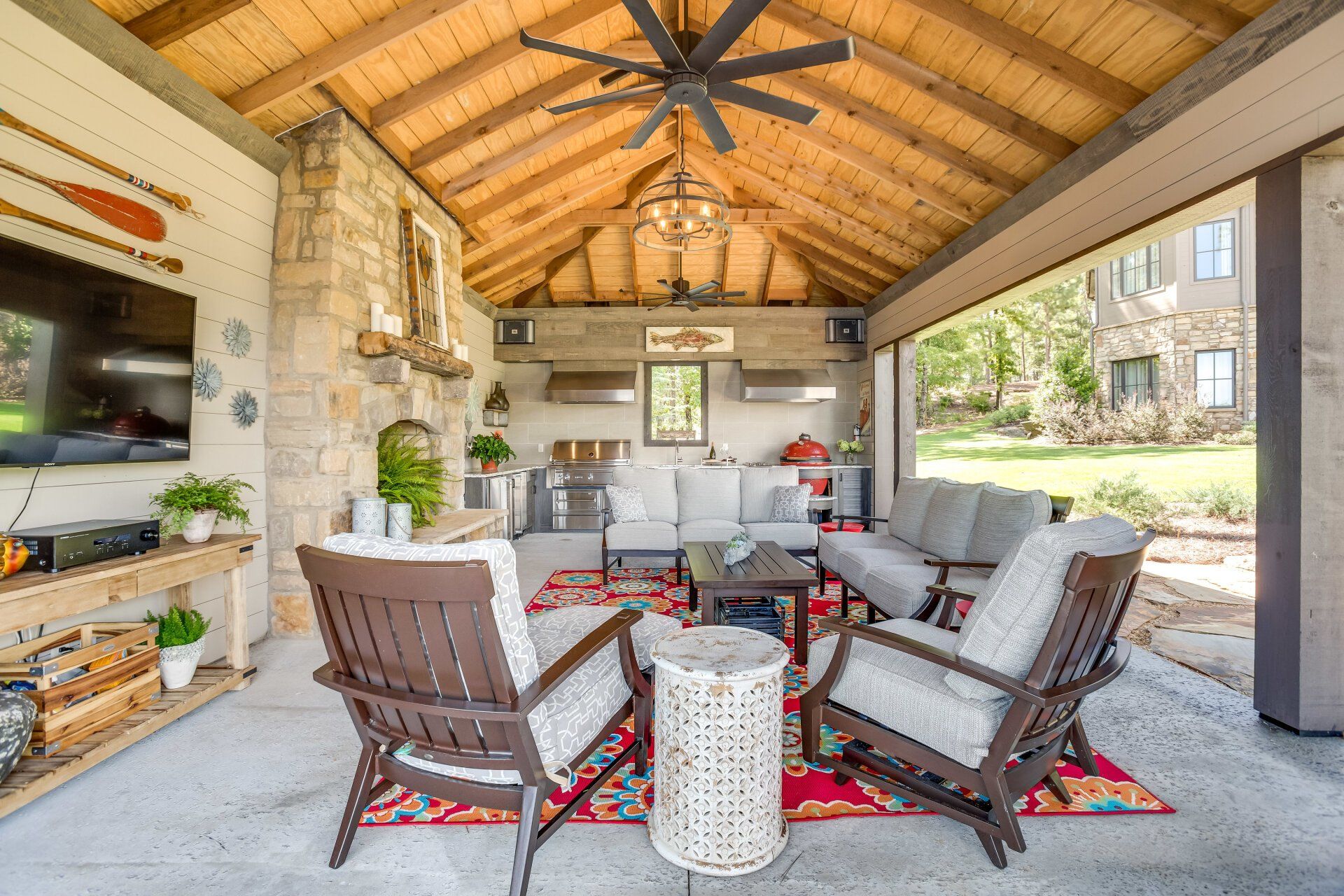 Custom Wood Cabinets in Outdoor Living Space