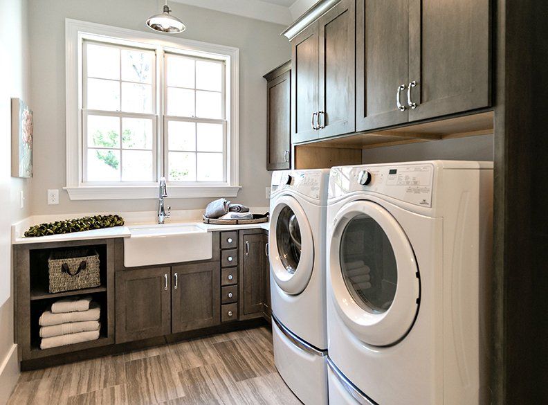 Laundry Room Cabinets Built Around Washer