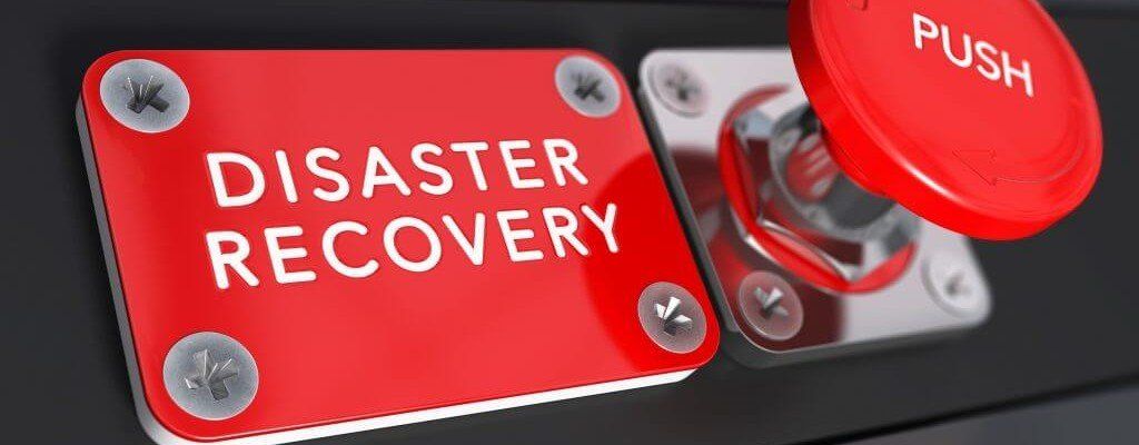 Closeup of disaster recovery button on a control panel