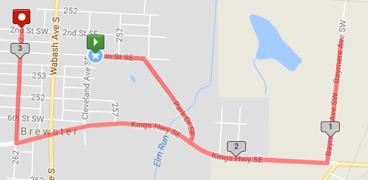 5k trail path in red on a map.