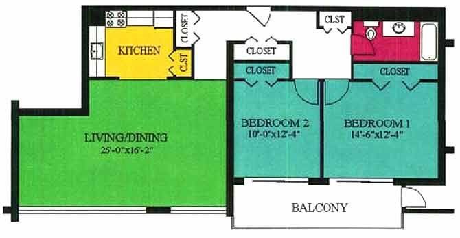 2 bed 1 bath