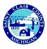 The seal of saint clair county michigan is blue and white.