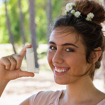 Girl Test the Inhaler Child using Inhaler Girl Sneezing — DeSoto TX — Allergic Diagnostic & Treatment Clinic Girl Test the Inhaler Child using Inhaler Girl Sneezing — DeSoto TX — Allergic Diagnostic & Treatment Clinic