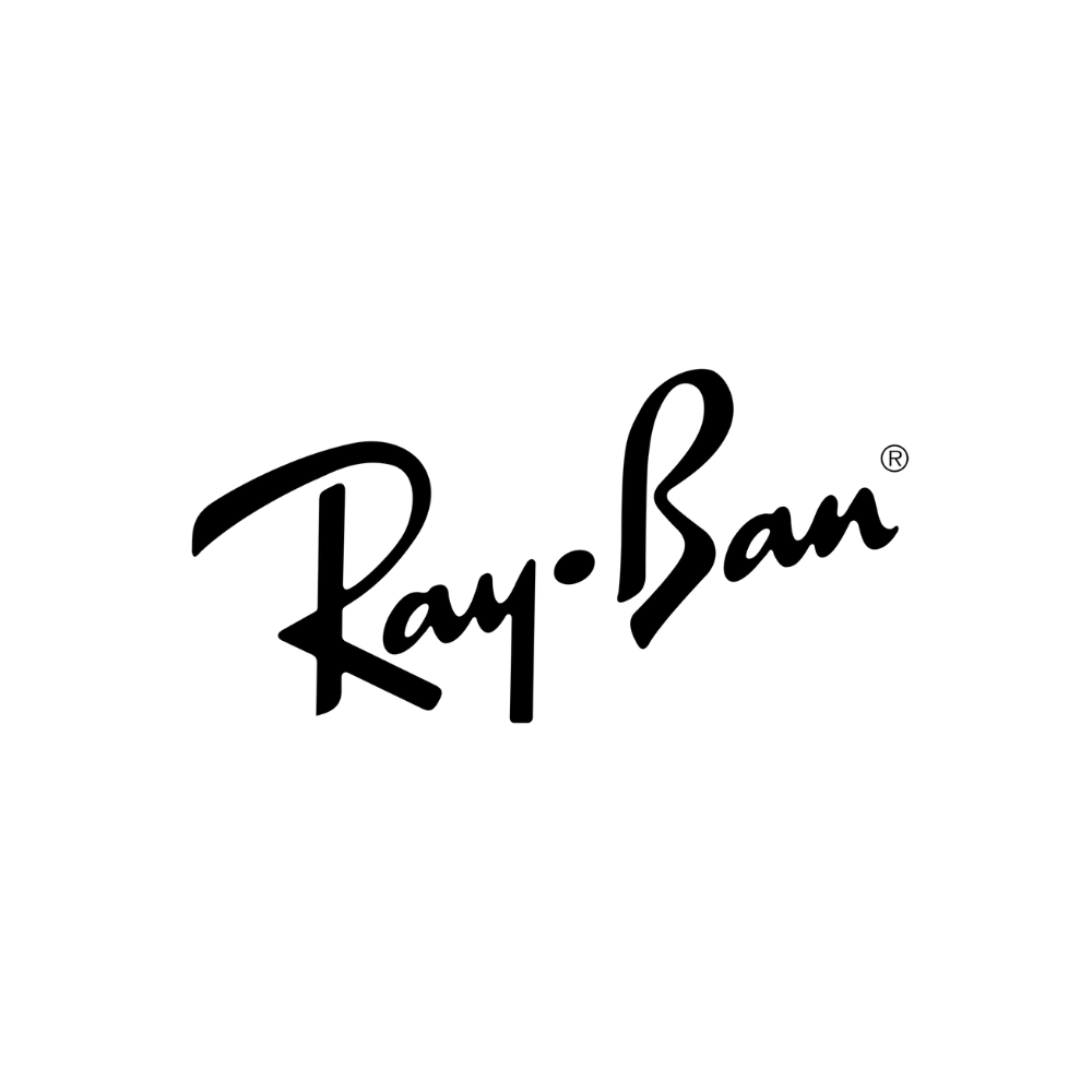 The ray-ban logo is black and white on a white background.