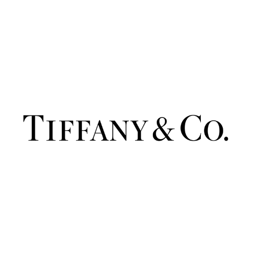 A black and white logo for tiffany & co. on a white background.