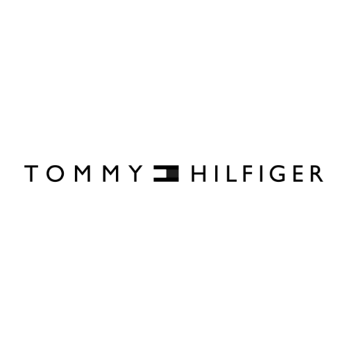 The logo for tommy hilfiger is black and white on a white background.